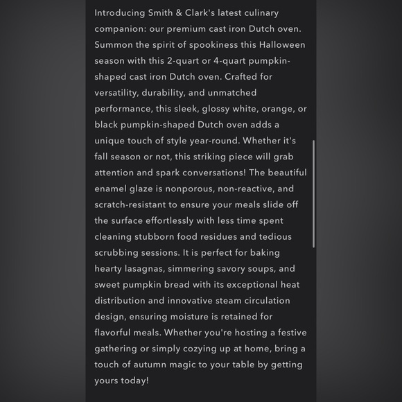 Smith & Clark Ironworks Cast Iron Pumpkin Dutch Oven - 2 Quart - Picture 5 of 6